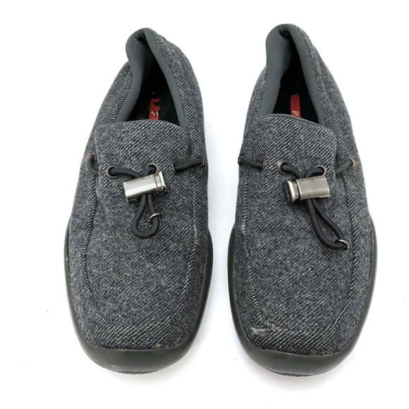Prada Gray Wool Flat Loafers - Picture 5 of 16